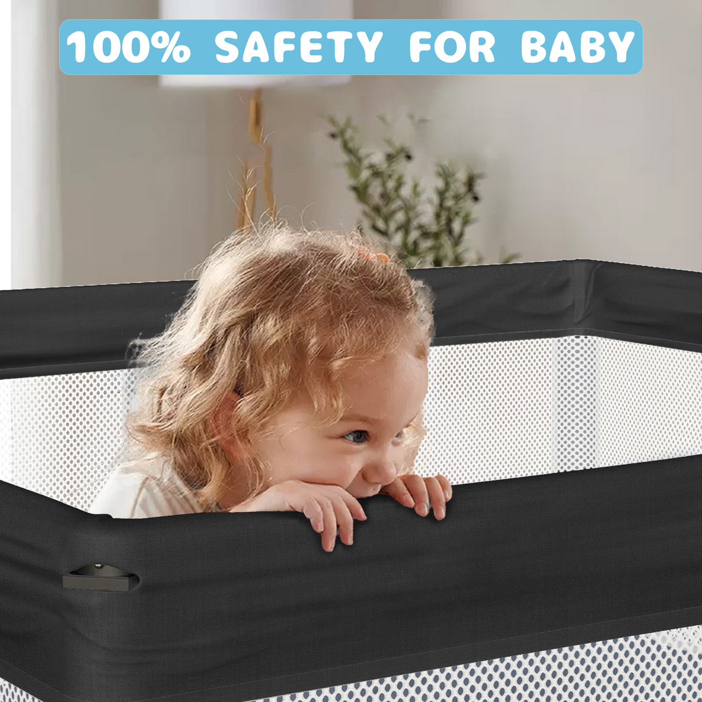 G TALECO GEAR Large Baby Playpen with Mat, Foldable Playpen for Babies and Toddlers, Portable Travel Play Yard, 50"x71", Black