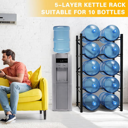 TOREVSIOR 5 Gallon Water Jug Holder, 5 Tier Water Bottle Organizer for 10 Bottles, Water Bottle Storage Rack for Home Kitchen, Office