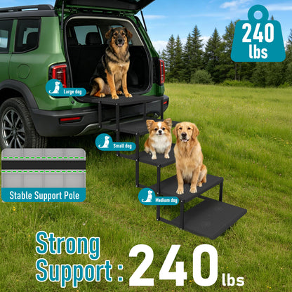 Yacona Extra Wide Dog Stairs for Large Dogs, 5 Steps Dog Steps for Car, Foldable Pet Stairs, Black