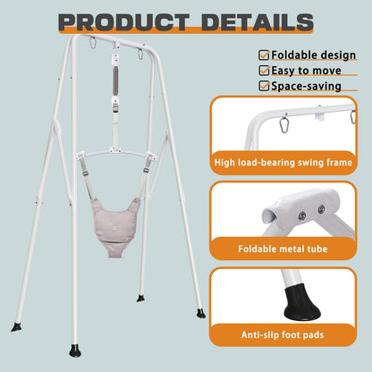 2 in 1 Baby Jumper, Toddler Swing and Bouncer, Indoor Outdoor Baby Swings for Infants, White