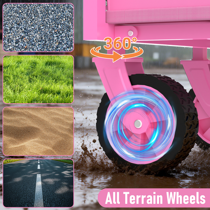Yacona Wagons Carts Foldable, 350 lb Capacity Folding Wagon Cart with Wheels for Camping, Garden, Shopping, Pink