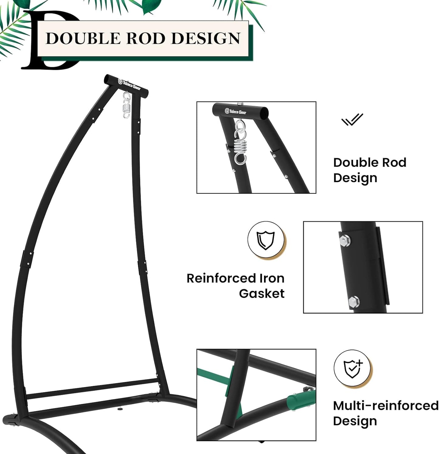 G TALECO GEAR C-Type Hanging Chair Stand, Hammock Chair Stand, Outdoor Swing Chair Stand Only, Black