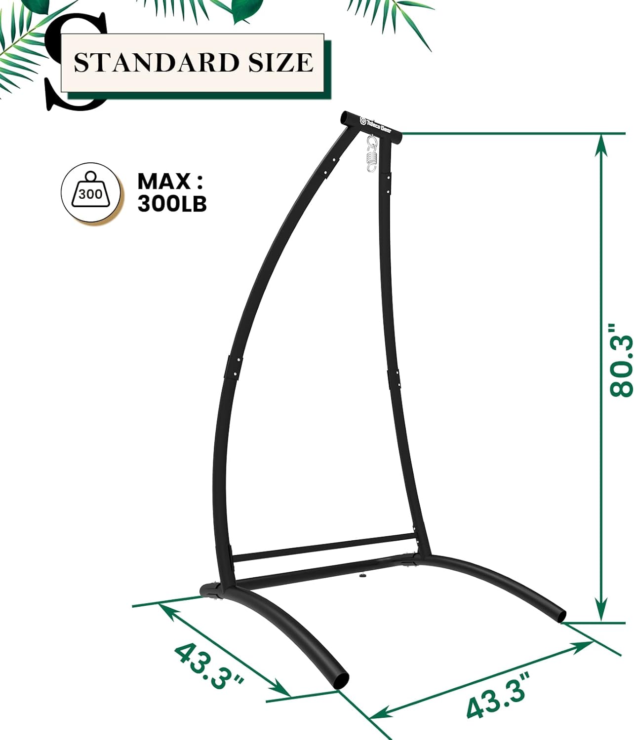 G TALECO GEAR C-Type Hanging Chair Stand, Hammock Chair Stand, Outdoor Swing Chair Stand Only, Black