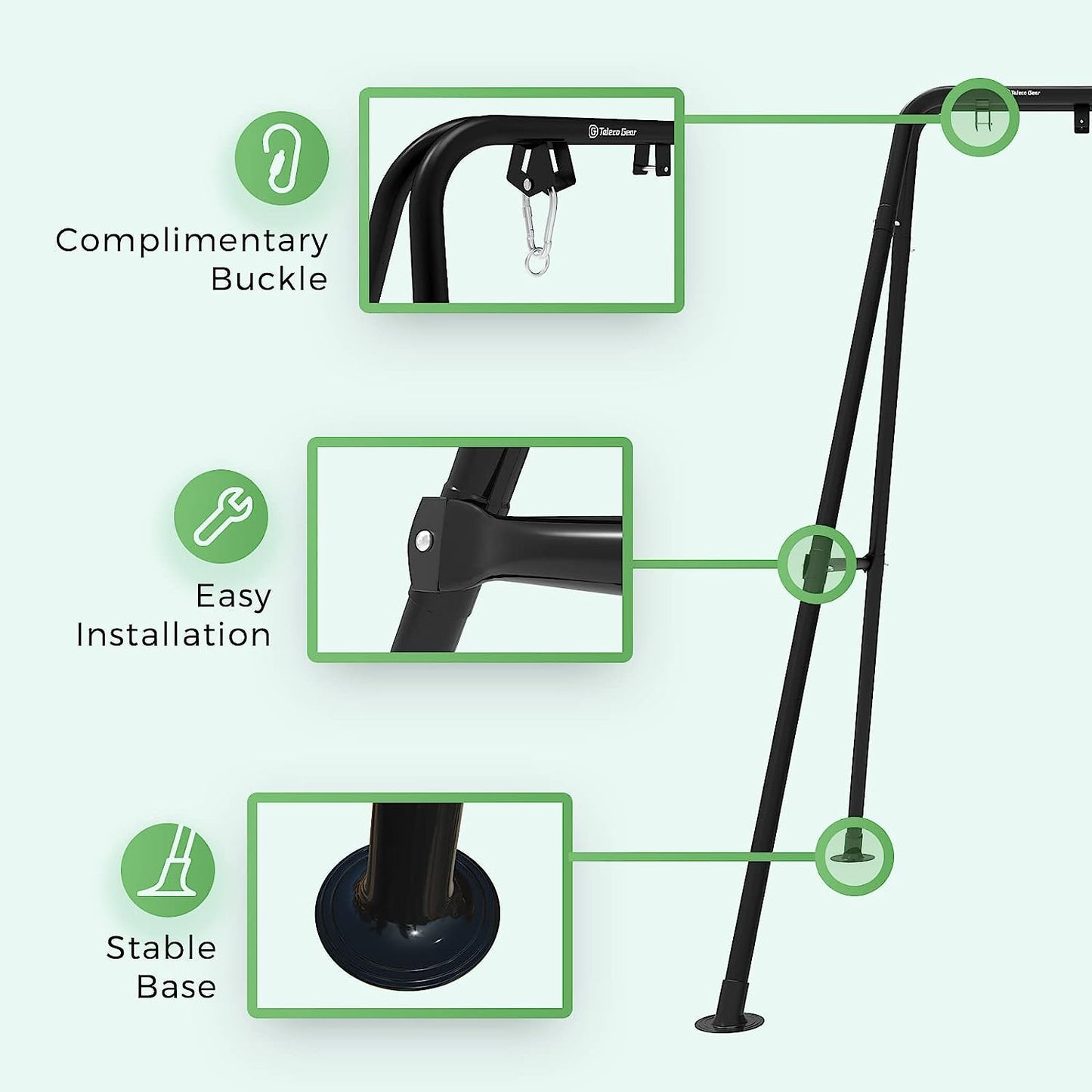 G TALECO GEAR Hammock Chair Stand, Outdoor Hammock Stand for Hanging Swing Chair, Patio Swing Stand, Heavy-Duty Steel, 300LBS, Black