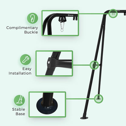 G TALECO GEAR Hammock Chair Stand, Outdoor Hammock Stand for Hanging Swing Chair, Patio Swing Stand, Heavy-Duty Steel, 300LBS, Black