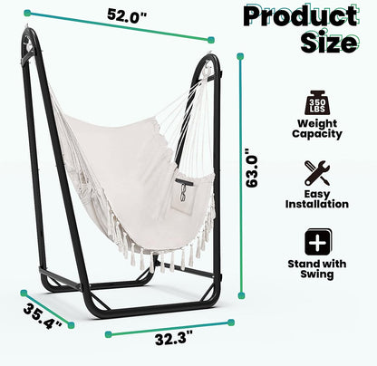 G TALECO GEAR Hammock Chair with Stand for Hanging Swing Chair, Heavy Duty Steel, Max Load 350lbs