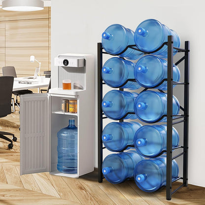 TOREVSIOR 5 Gallon Water Jug Holder, 5 Tier Water Bottle Organizer for 10 Bottles, Water Bottle Storage Rack for Home Kitchen, Office