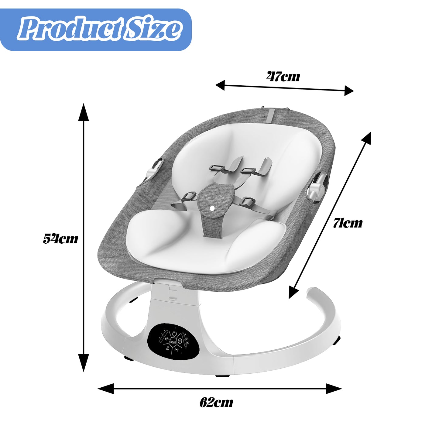 G TALECO GEAR Baby Swing for Infants, Portable Bouncer&Rocker with 5 Speeds, Bluetooth Control, Gray