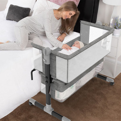 G TALECO GEAR Baby Bassinet Bedside Sleeper, Baby Crib for Newborn, Portable Bassinets for Boys and girls 0-12 Months, Gray