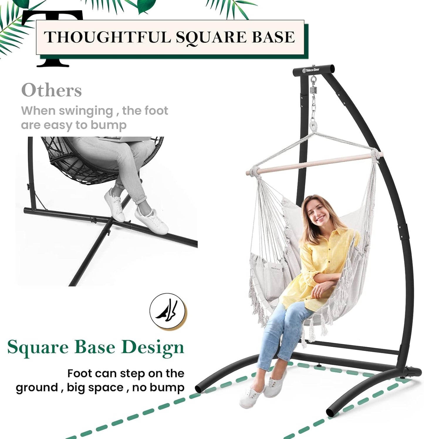 G TALECO GEAR C-Type Hanging Chair Stand, Hammock Chair Stand, Outdoor Swing Chair Stand Only, Black