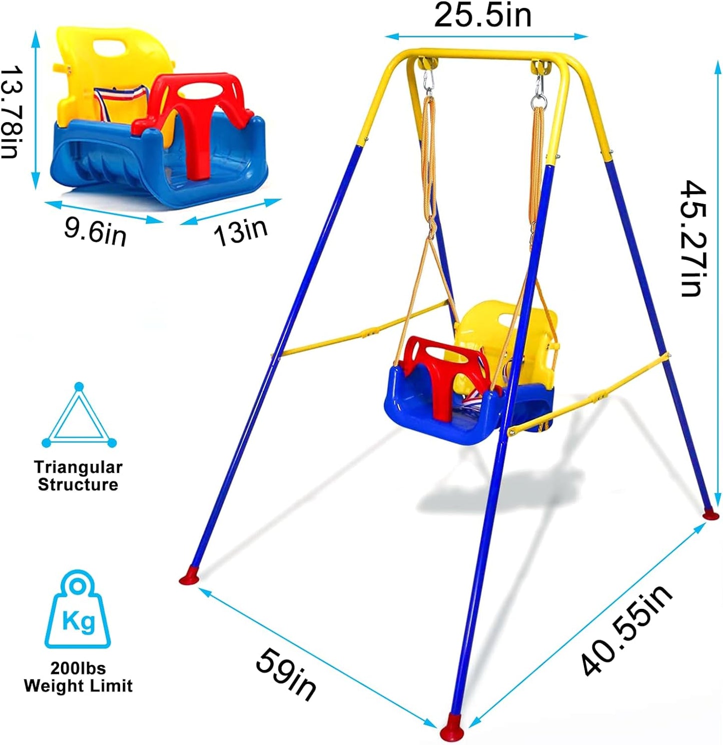 G TALECO GEAR 2 in 1 Baby Jumper and Bouncer, Baby Swing Outdoor, Toddler Swing Sets for Kids Age 1-3, Blue