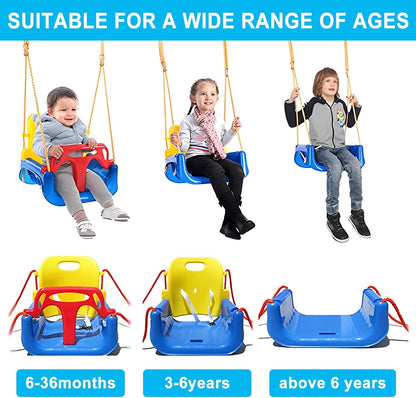 G TALECO GEAR 3-in-1 Toddler Swing Sets for Backyard, Comfy Baby Swing Outdoor Indoor, Kids Swing with Metal Stand, Blue