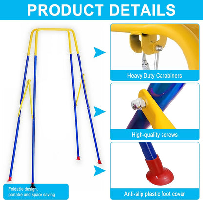 G TALECO GEAR 3-in-1 Toddler Swing Sets for Backyard, Comfy Baby Swing Outdoor Indoor, Kids Swing with Metal Stand, Blue