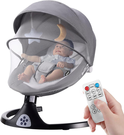 G TALECO GEAR Baby Swing for Infants to Toddler Portable Babies Swing Timing Function 5 Swing Speeds Bluetooth Touch Screen Music Speaker,Gray