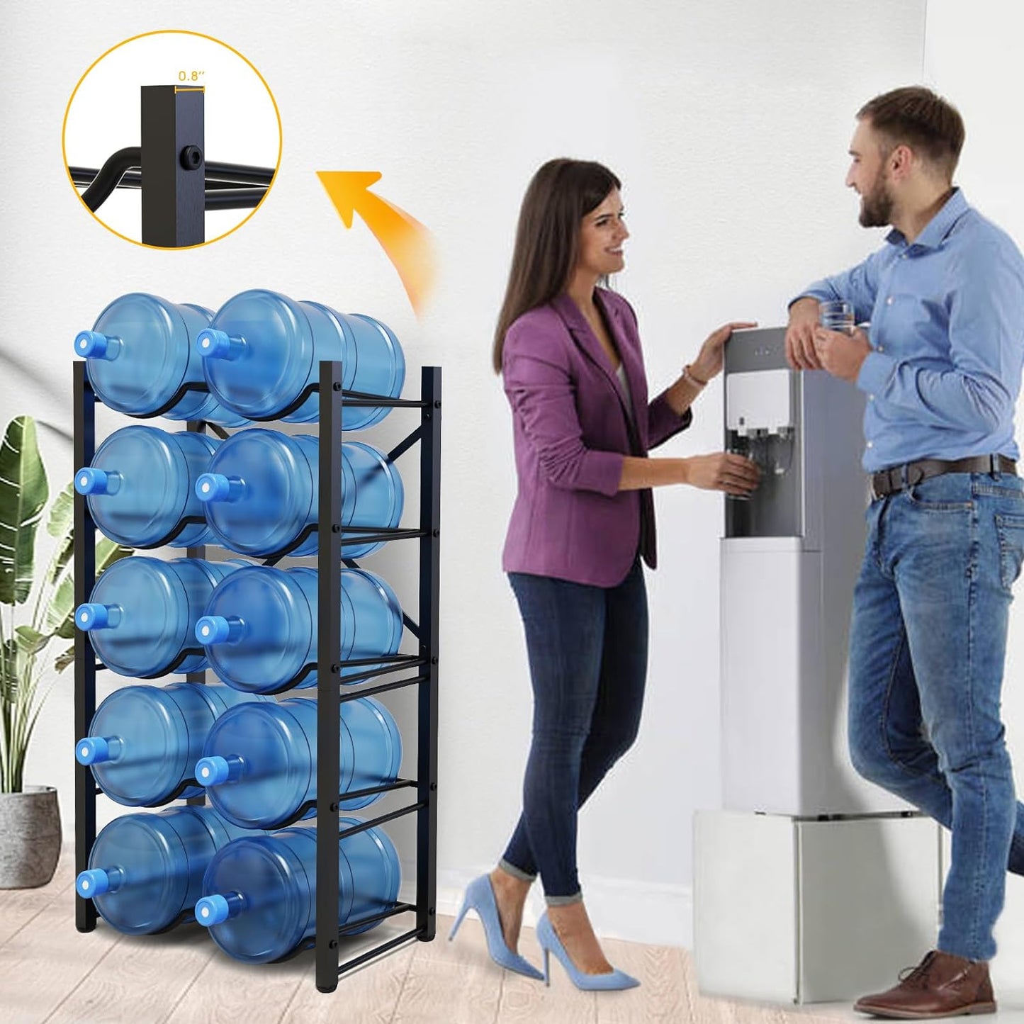 TOREVSIOR 5 Gallon Water Jug Holder, 5 Tier Water Bottle Organizer for 10 Bottles, Water Bottle Storage Rack for Home Kitchen, Office