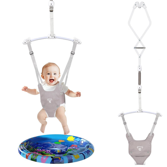 Semoprus Baby Jumpers and Bouncers, Protable Jumper Doorway with Water Mat, Easy to Assemble, Jumper for Baby Boys/Girls, Gray