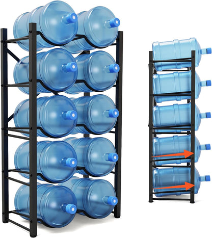 TOREVSIOR 5 Gallon Water Jug Holder, 5 Tier Water Bottle Organizer for 10 Bottles, Water Bottle Storage Rack for Home Kitchen, Office