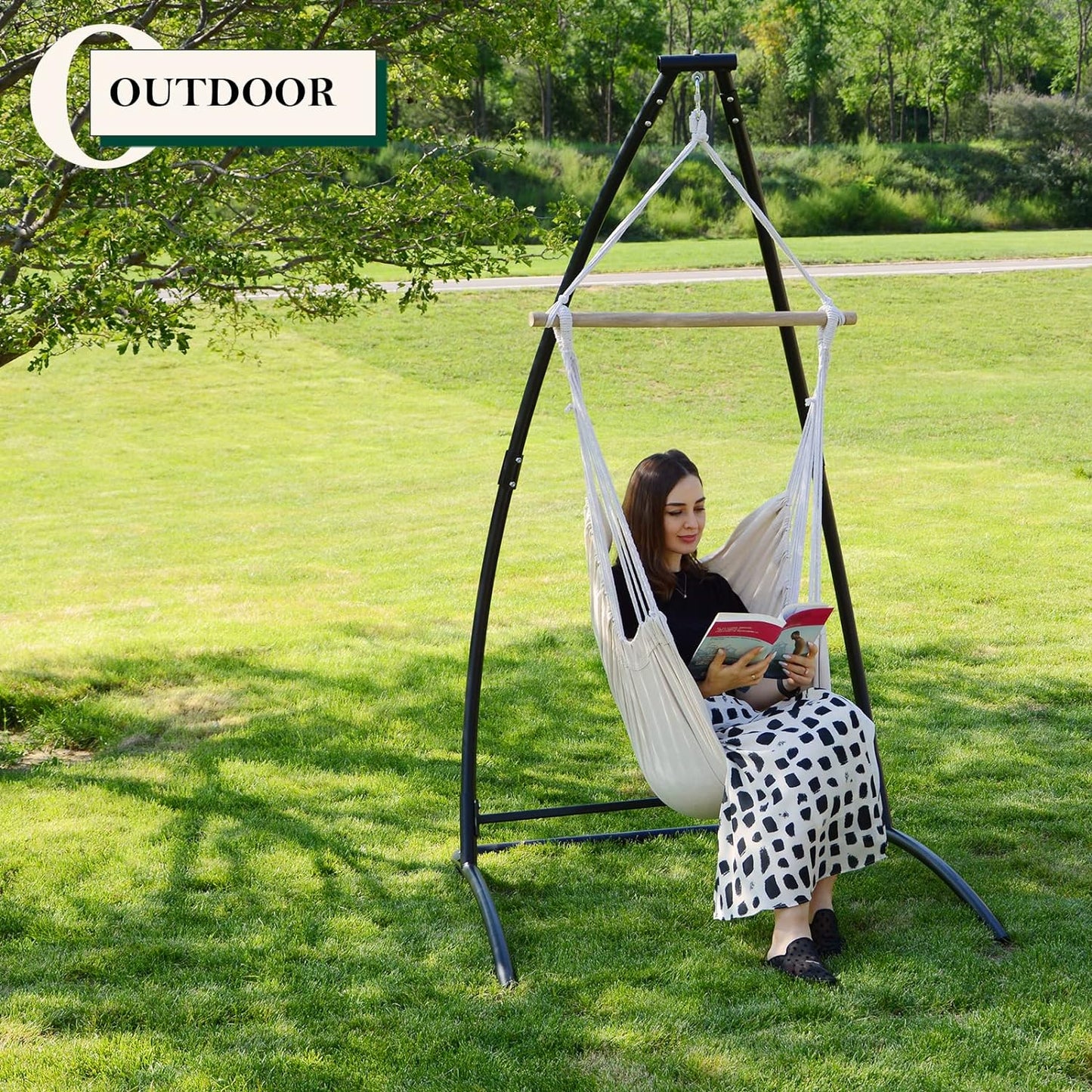 G TALECO GEAR C-Type Hanging Chair Stand, Hammock Chair Stand, Outdoor Swing Chair Stand Only, Black