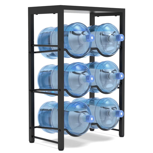 Semoprus 5-Gallon Water Jug Holder, 3-Tier Water Bottle Organizer for 6 Bottles, Water Bottle Storage Rack for Home Kitchens and Offices