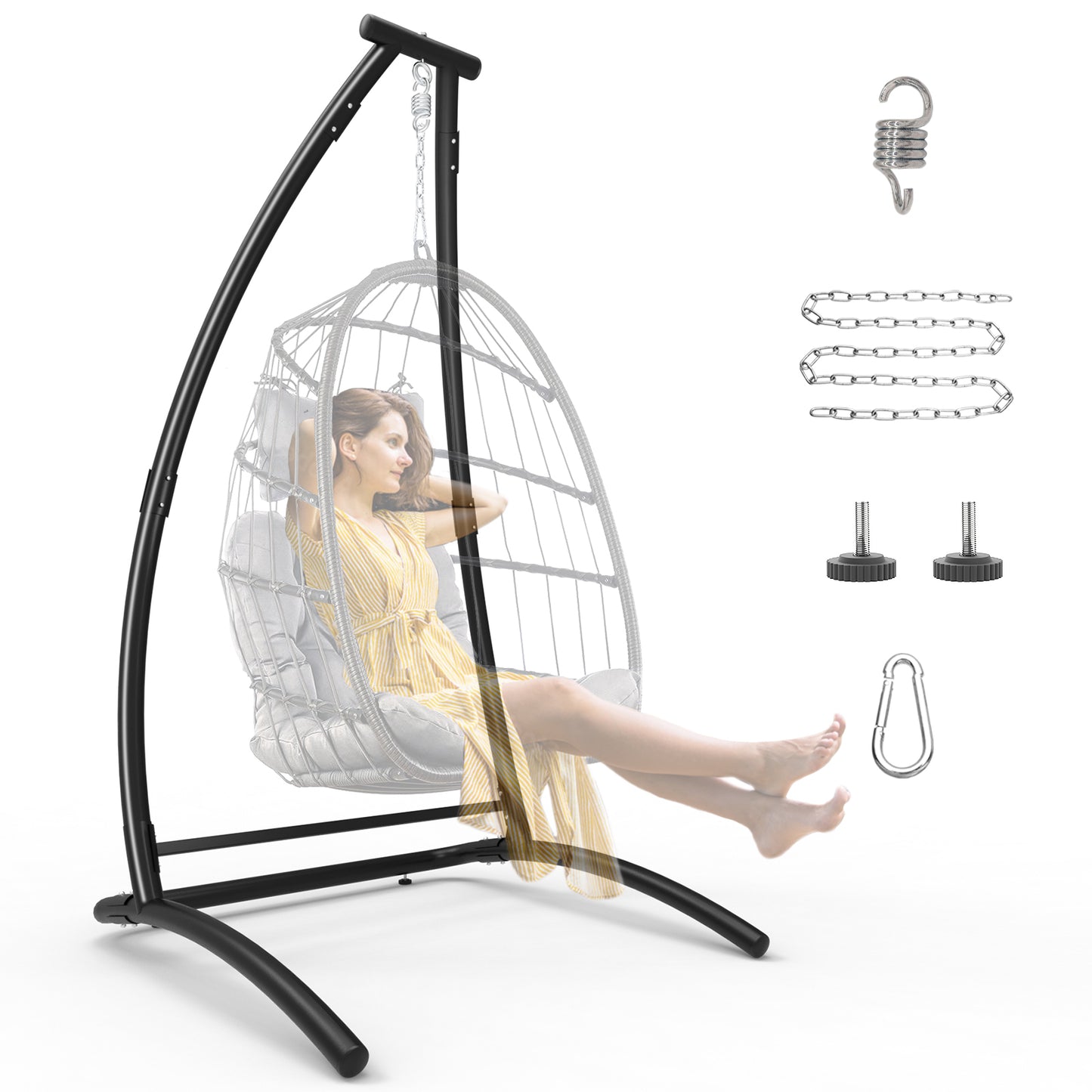 G TALECO GEAR C-Type Hanging Chair Stand, Hammock Chair Stand, Outdoor Swing Chair Stand Only, Black