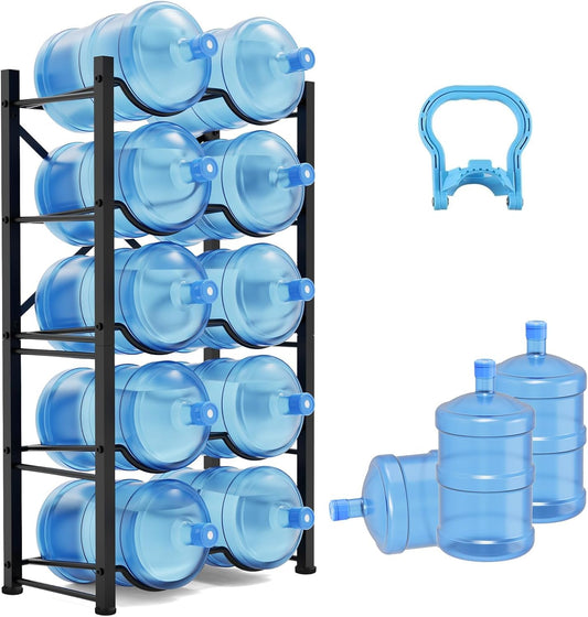 Semoprus 5 Gallon Water Jug Holder, 5 Tier Water Bottle Organizer for 10 Bottles, Water Bottle Storage Rack for Home Kitchen, Office