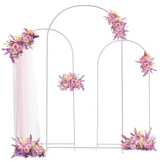 Yacona Metal Arch Backdrop Stand, Set of 3 Balloon Wedding Arch Kit, Wedding Arches Frame for Ceremony (6ft, 5ft, 4ft), White