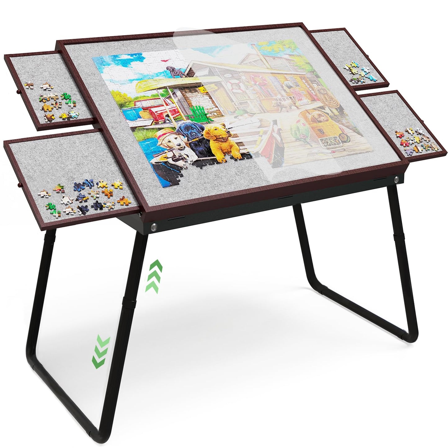 G TALECO GEAR 1500 Pieces Puzzle Table with Drawers, Jigsaw Puzzle Board with Cover, Height Adjustable Puzzle Table for Adults, 35"x26"