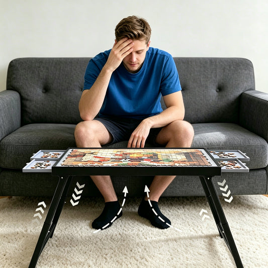 Semoprus Jigsaw Puzzle Board 1500 Piece, Foldable Puzzle Tables for Adults with Drawers, Adjustable Height, U-Shaped Legs