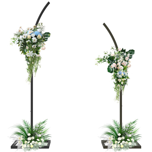 Yacona Set of 2 Balloon Arch Kits, 8ft and 6.8ft Metal Half Flower Arch Stand, Wedding Backdrop Frames for Ceremony, Black