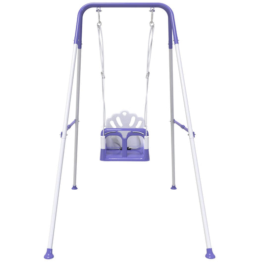 G TALECO GEAR Foldable Toddler Swing, Children’s Swing Set for Backyard, Portable Baby Swing Outdoor, Purple