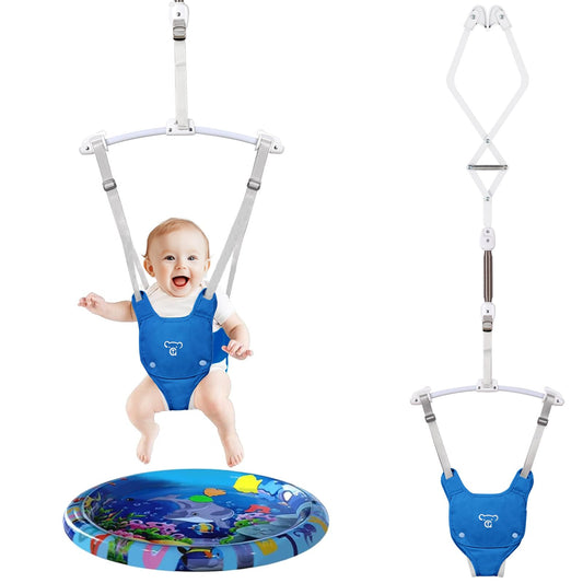 G TALECO GEAR Baby Jumpers and Bouncers, Protable Jumper Doorway with Water Mat, Easy to Assemble, Jumper for Baby Boys/Girls,Blue