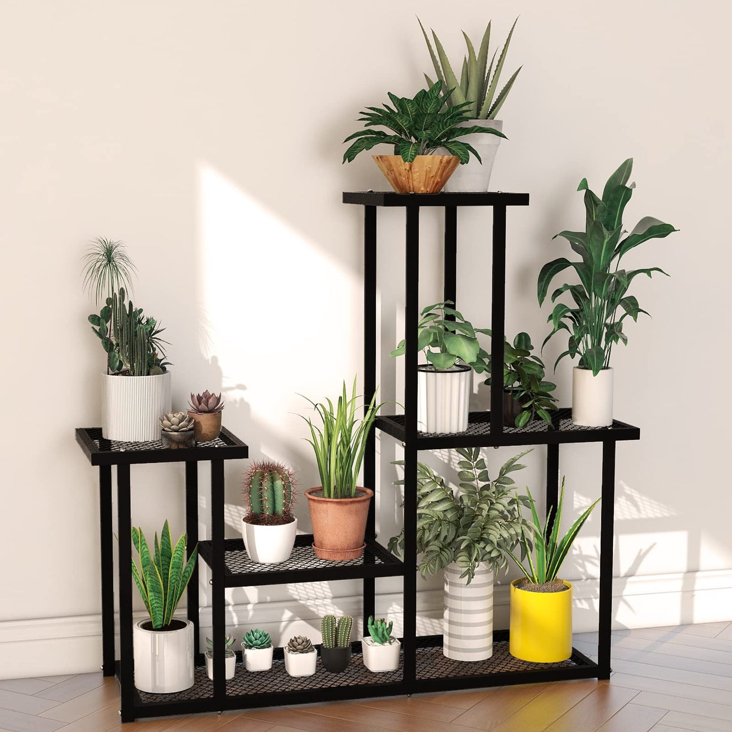 G TALECO GEAR Metal Plant Stand, Flower Stand for Indoor Outdoor Multi-Tier Flower Shelf for Room Corner Living Room Balcony Patio Yard (M)