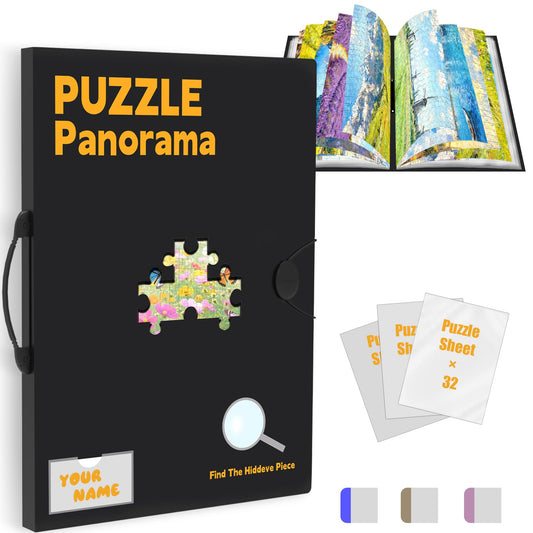 G TALECO GEAR Puzzle Storage Folder for 1000pcs with Central Mesh Window, Large Capacity Puzzles Organizer with 5 Set Puzzles Stickers, Labeling Tabs and DlY Name Card Pocket