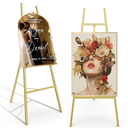 G TALECO GEAR Heavy Duty Gold Easel Stand for Sign, Portable Art Easel for Adults/Kids, Metal Tripod Display for Wedding Signs, Posters, Canvas Painting & Commercial Use