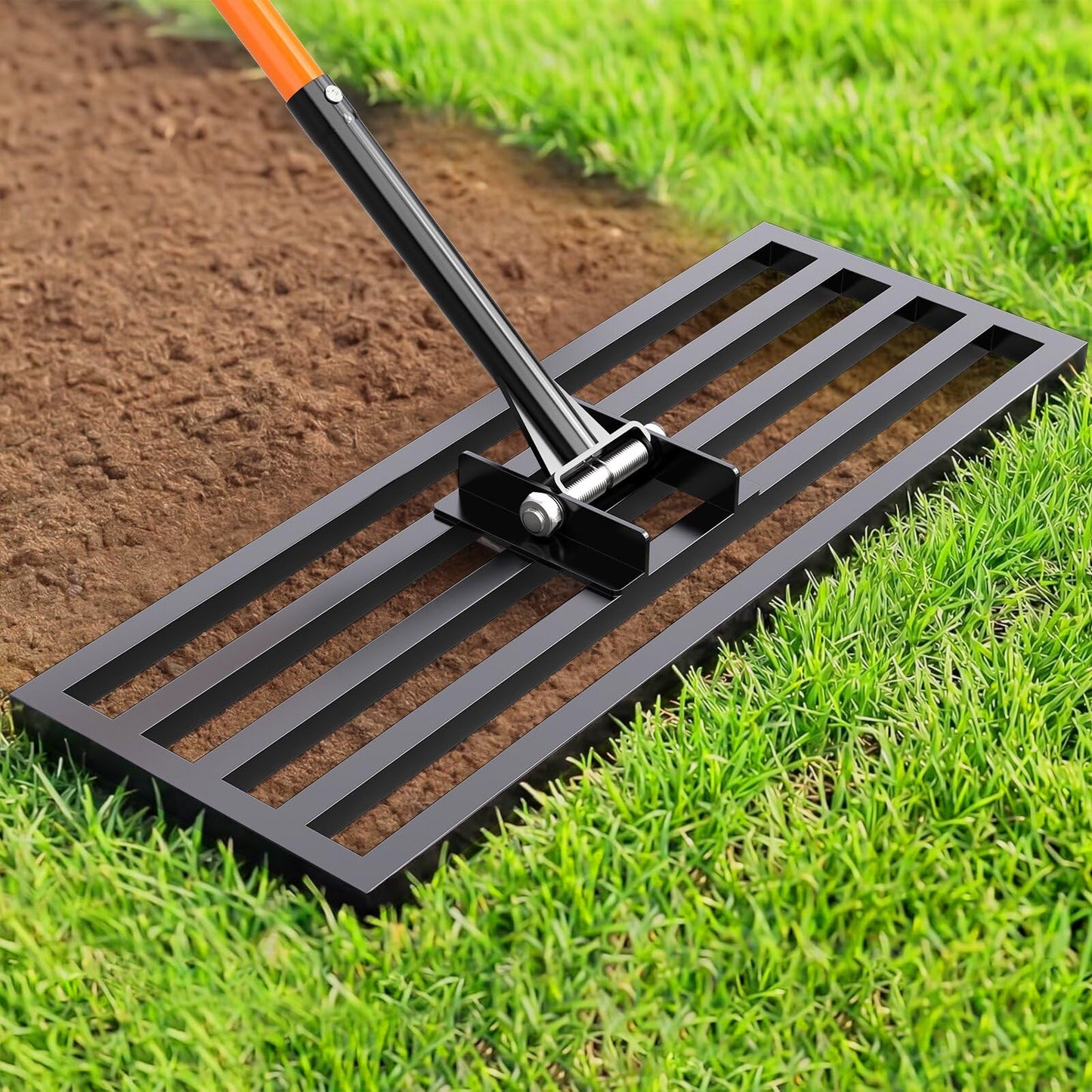 Yacona Lawn Leveling Rake, 30" x 10" Heavy Duty Garden Leveler Tool, with 78" Adjustable Handle, for Yard, Landscape, Farm