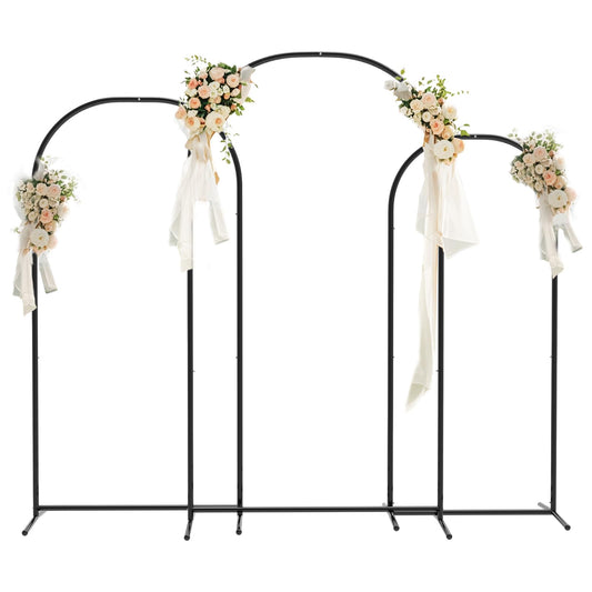 Yacona Metal Arch Backdrop Stand, Set of 3 Balloon Wedding Arch Kit, Wedding Arches Frame for Ceremony (7.2ft, 6.6ft, 6ft), Black