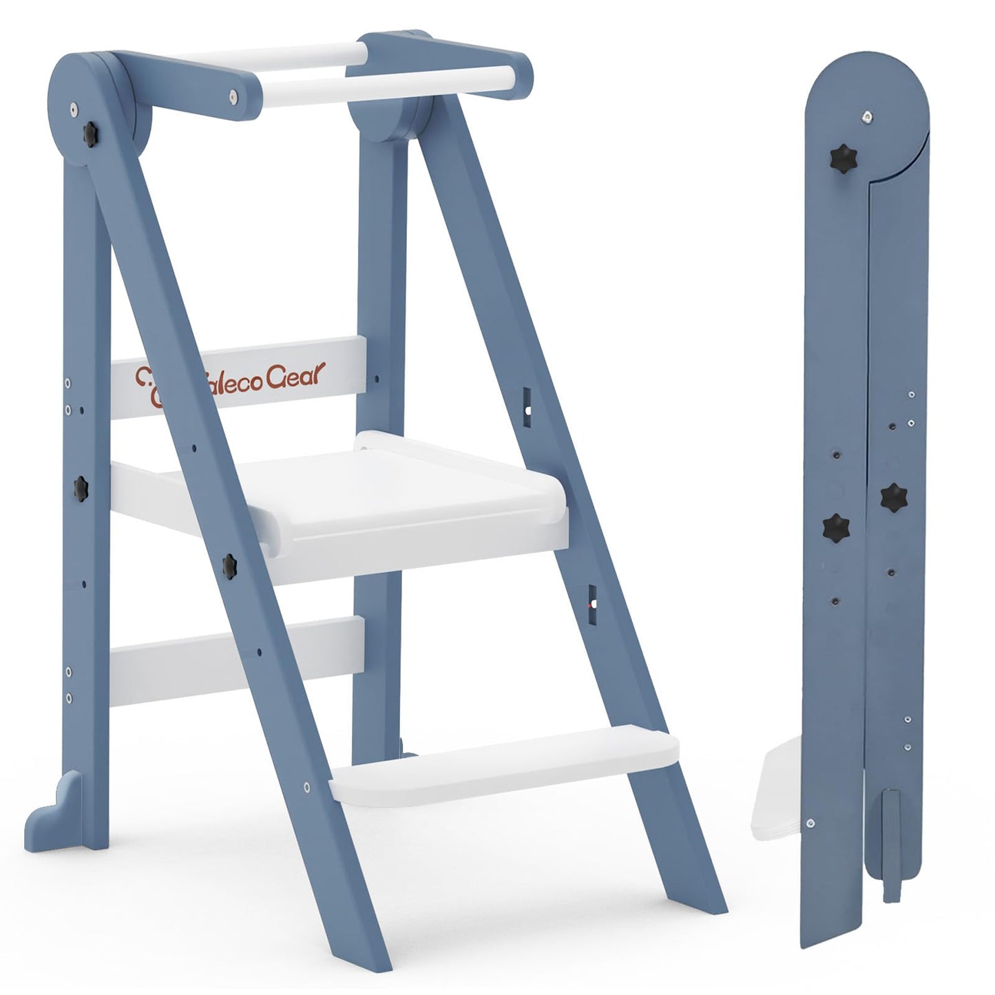 G TALECO GEAR Foldable Toddler Tower, Kitchen Kids Step Stool Helper, Standing Tower with 3 Adjustable Heights, Black