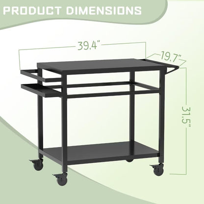 RAXSINYER Grill Table, Movable Grill Cart with Wheels, Outdoor Kitchen Food Prep Table, 32"x 20", Black