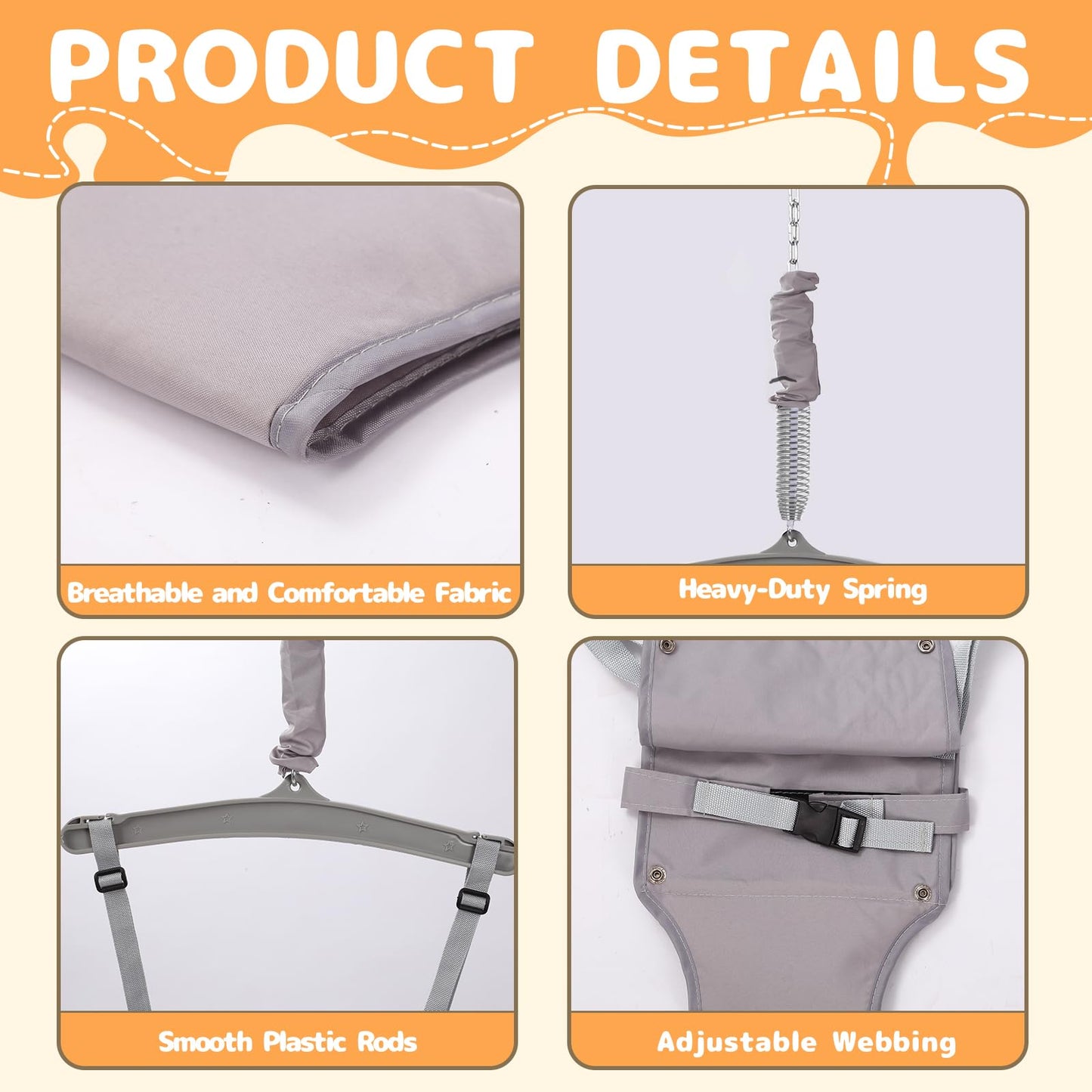 G TALECO GEAR 2 in 1 Baby Jumper and Bouncer, Baby Swing Outdoor, Toddler Swing Sets for Kids Age 1-3, Gray
