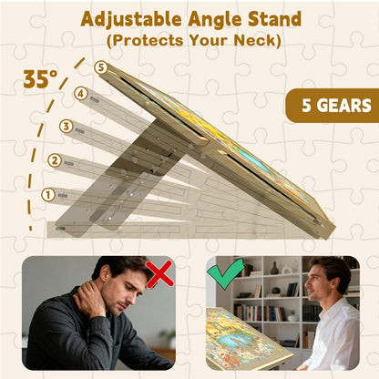 1000 Piece Puzzle Board with Drawers and Cover, Adjustable Tilting Puzzle Board, Portable Wooden Jigsaw Puzzle Table for Adults as a Gift