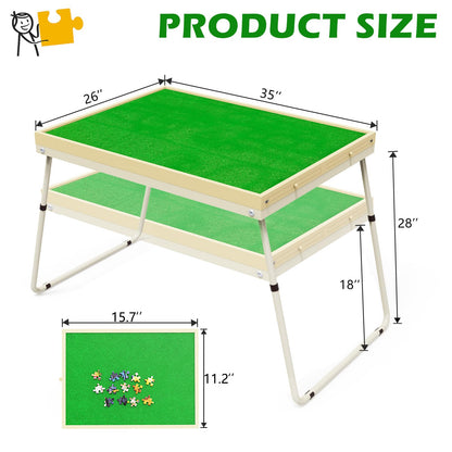 RAGOZONERY 1500 Pieces Puzzle Table with Drawers, Jigsaw Puzzle Board with Cover, Height Adjustable Puzzle Table for Adults, 35"x26"