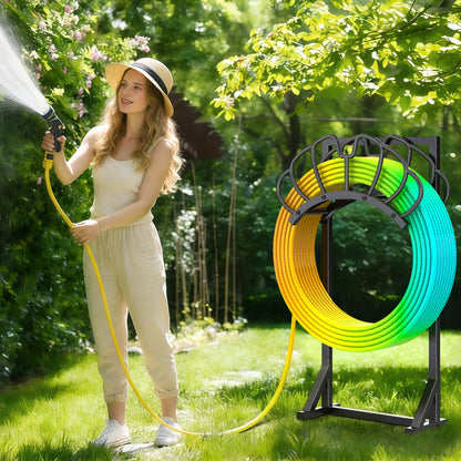 Yacona Garden Hose Holder, Freestanding Reels Hanger for Outside, Detachable Hose Storage Hanger for Outside Yard Lawn Farm, Black