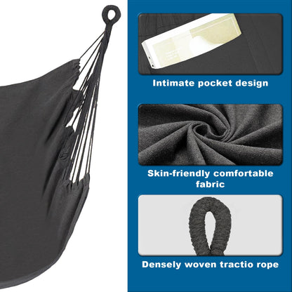 Hammock Chair with Stand for Hanging Swing Chair, Heavy Duty Steel, Max Load 350lbs, Gray