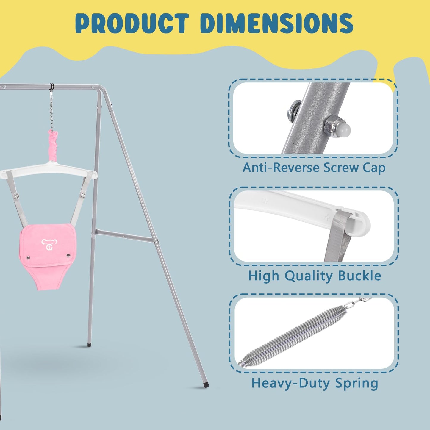 Baby Jumper with Stand, Baby Jumpers and Bouncers, Baby Exerciser Suitable for 6-24 Months, Pink