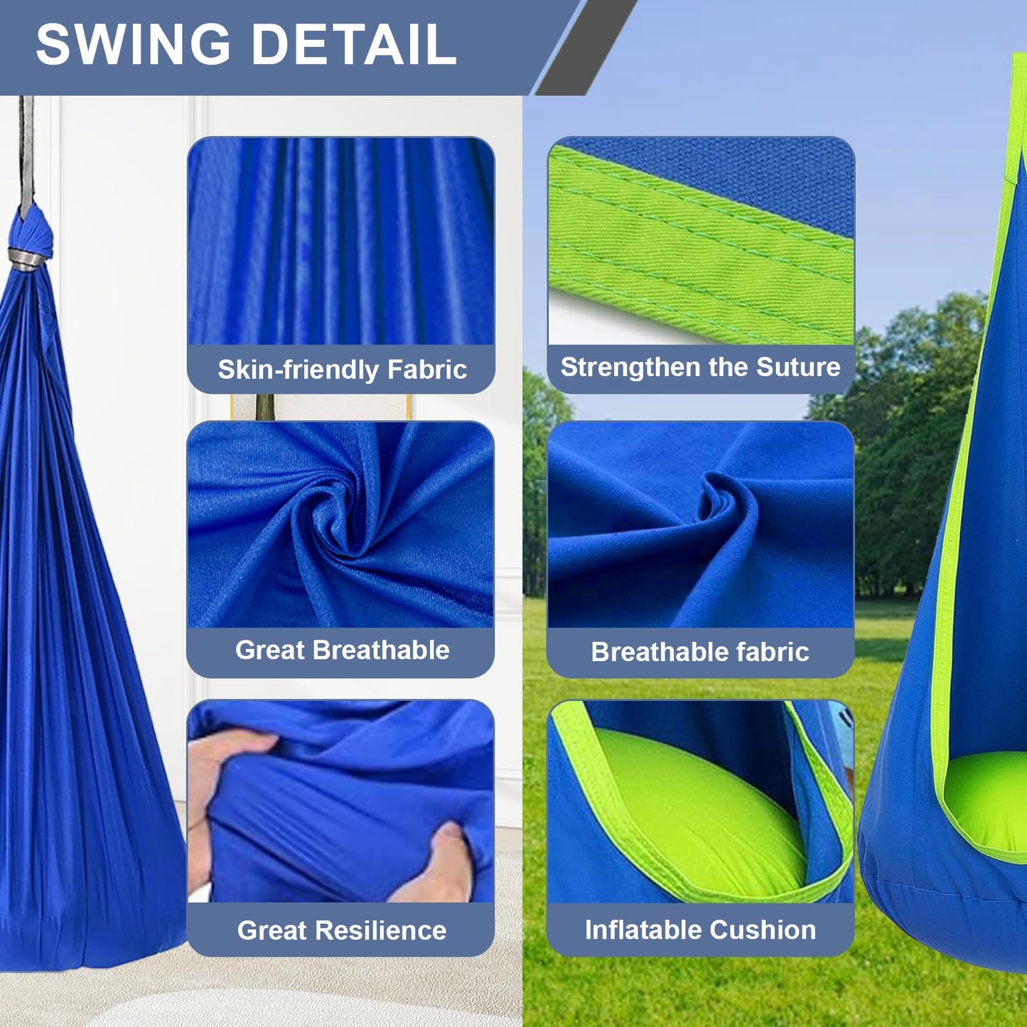 G TALECO GEAR Sensory Swing with Stand, Outdoor Indoor Kids Pod Chair Swing Set for Backyard, Metal Hammock Chair Stand, 350LB