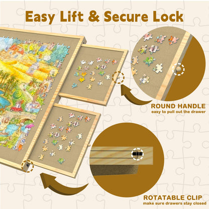 1000 Piece Puzzle Board with Drawers and Cover, Adjustable Tilting Puzzle Board, Portable Wooden Jigsaw Puzzle Table for Adults as a Gift