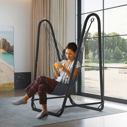 Hammock Chair with Stand for Hanging Swing Chair, Heavy Duty Steel, Max Load 350lbs, Gray