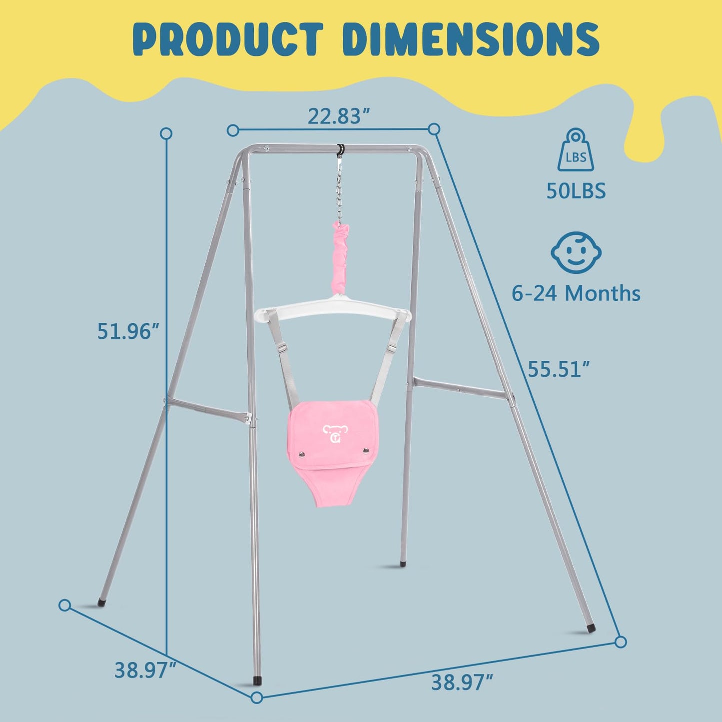 Baby Jumper with Stand, Baby Jumpers and Bouncers, Baby Exerciser Suitable for 6-24 Months, Pink