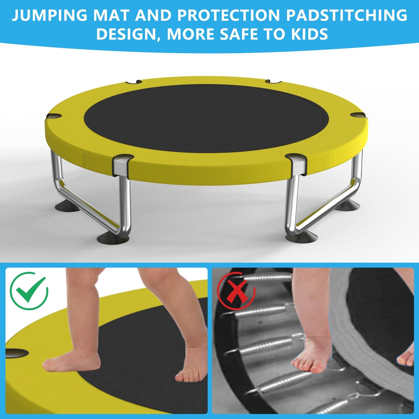 G TALECO GEAR 60" Mini Trampoline for Kids, Outdoor Indoor Toddler Trampoline with Enclosure Net, Gifts for Boys and Girls, Age 2-8, 440lbs