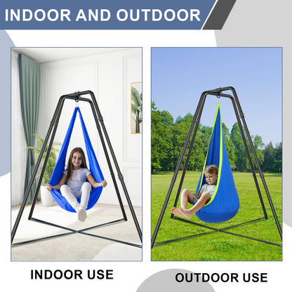 G TALECO GEAR Sensory Swing with Stand, Outdoor Indoor Kids Pod Chair Swing Set for Backyard, Metal Hammock Chair Stand, 350LB